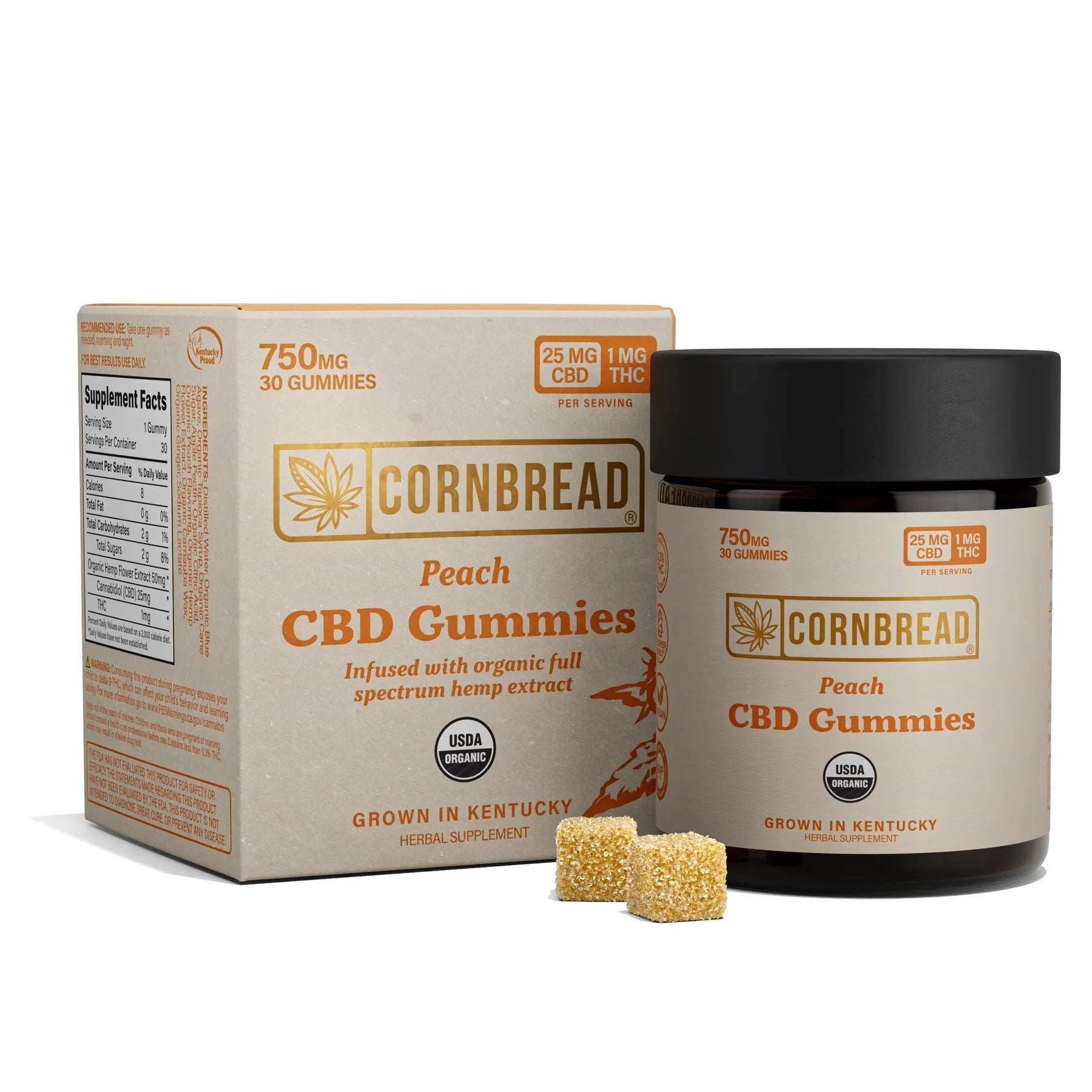 Cornbread Farms Full Spectrum CBD Gummies - 750mg - Peach Flavor | Consumables | 420 Science