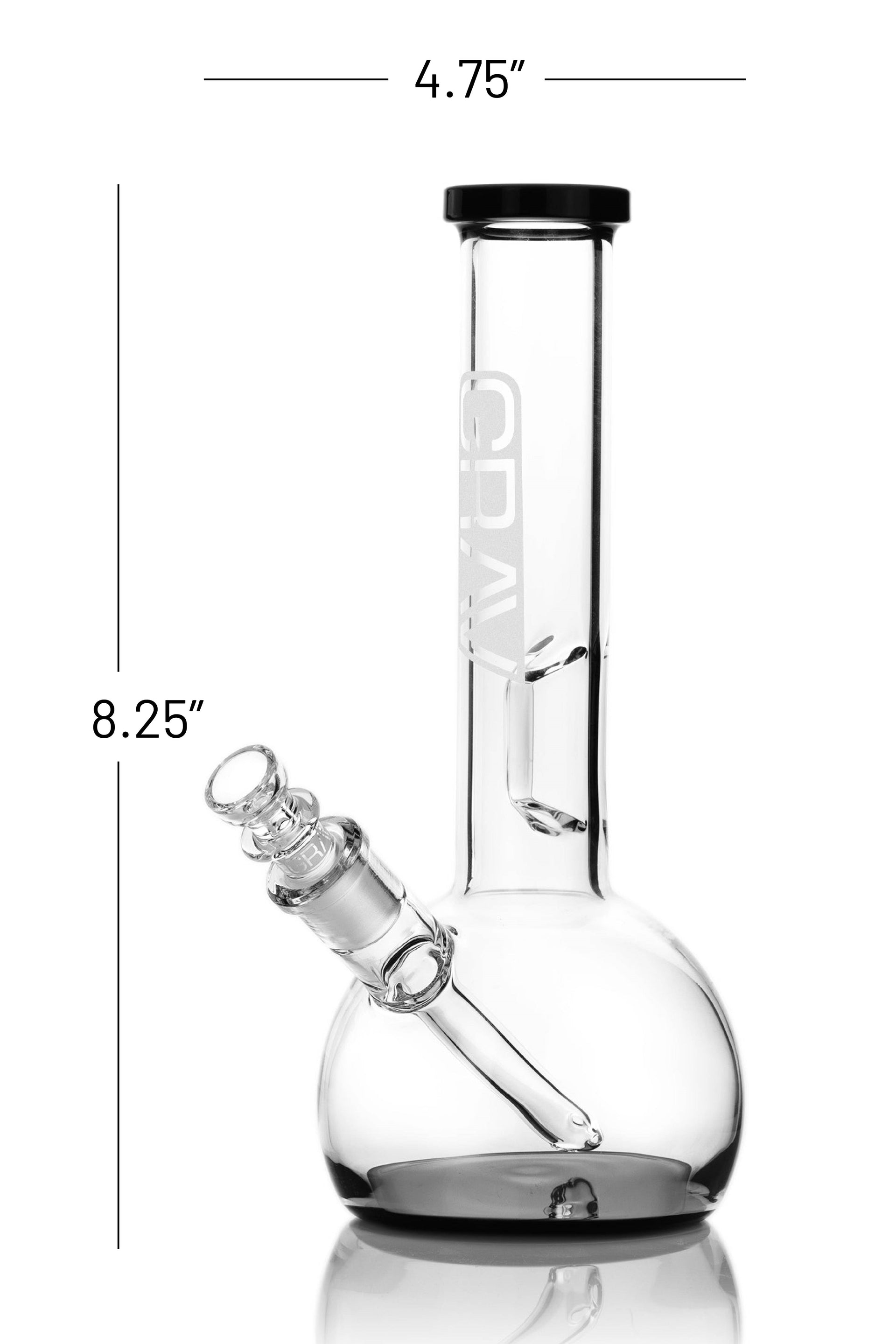 GRAV 8in Round Bottom Water Pipe w/ Fixed Downstem - Black | Bongs | 420 Science