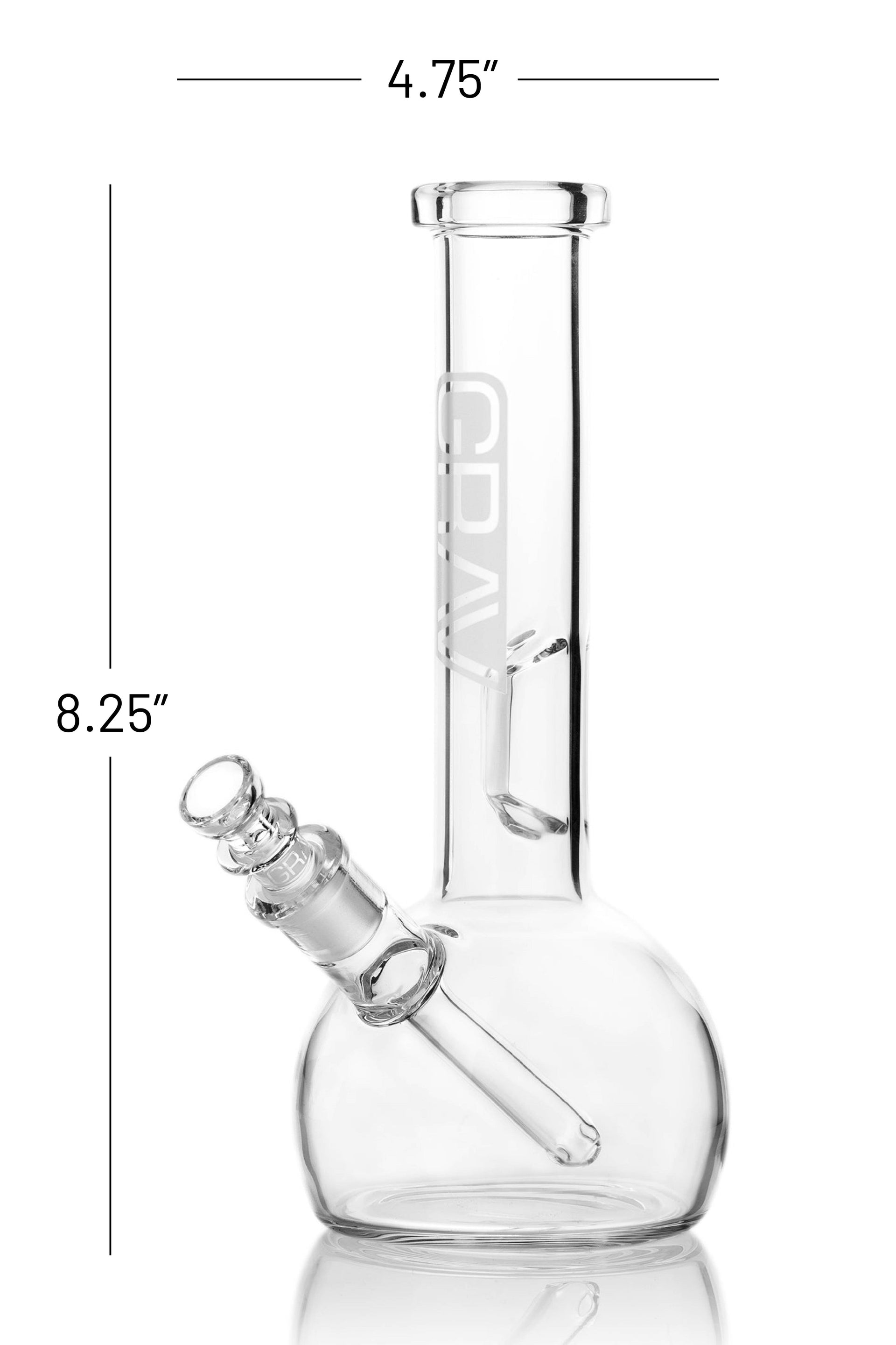 GRAV 8in Round Bottom Water Pipe w/ Fixed Downstem - Clear | Bongs | 420 Science