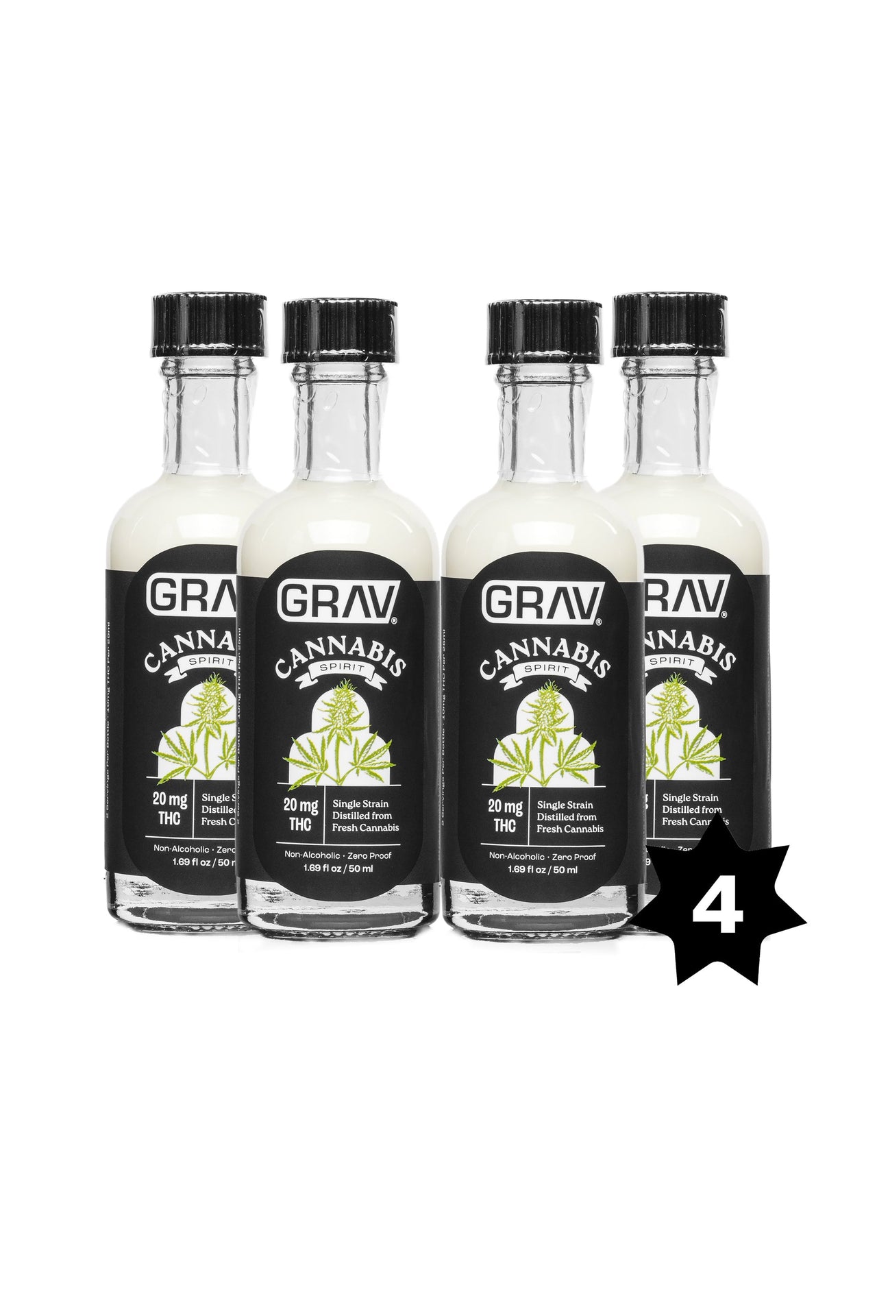 GRAV® Cannabis Spirit, 20mg - 50ml Bottle, 4 - Pack | Consumables | 420 Science