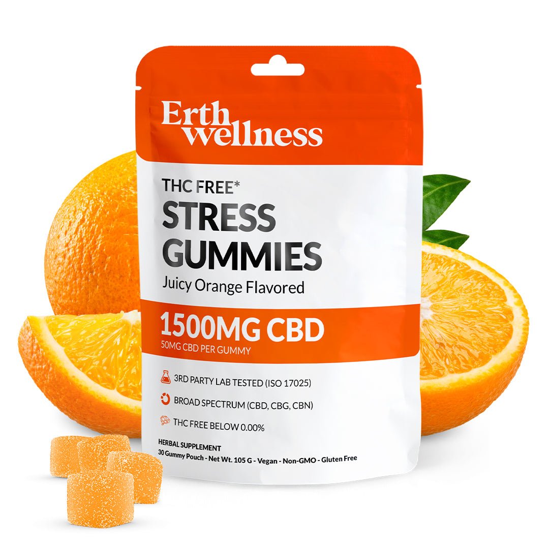 THC Free STRESS Gummies - Vegan - Juicy Orange - 1500mg | Third Party Brands | 420 Science