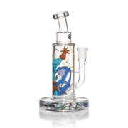 Wormhole Glass 8.5" Poseidon Bounty Hunter Dab Rig - Clear / Dark Blue / Teal | Third Party Brands | 420 Science